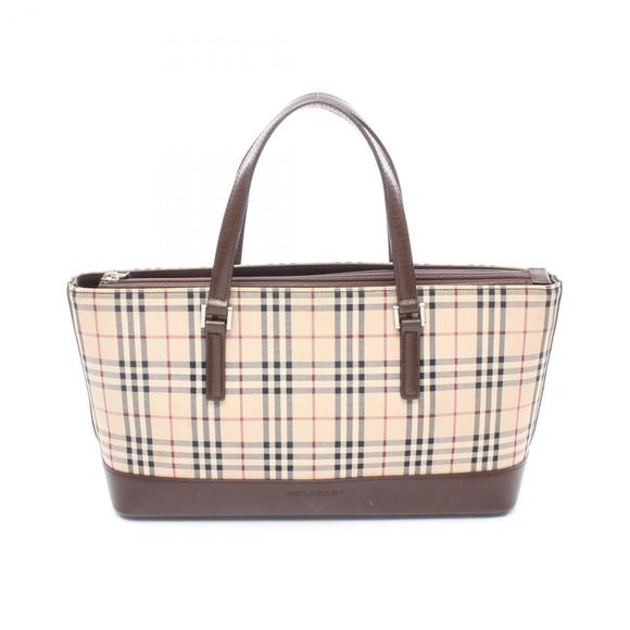 Burberry Nova Check Handbag, Canvas and Leather, Women's, Beige/Brown - Picture 1 of 7